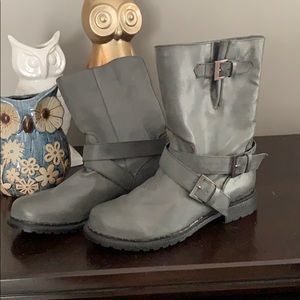 Gray Moto Inspired Boots